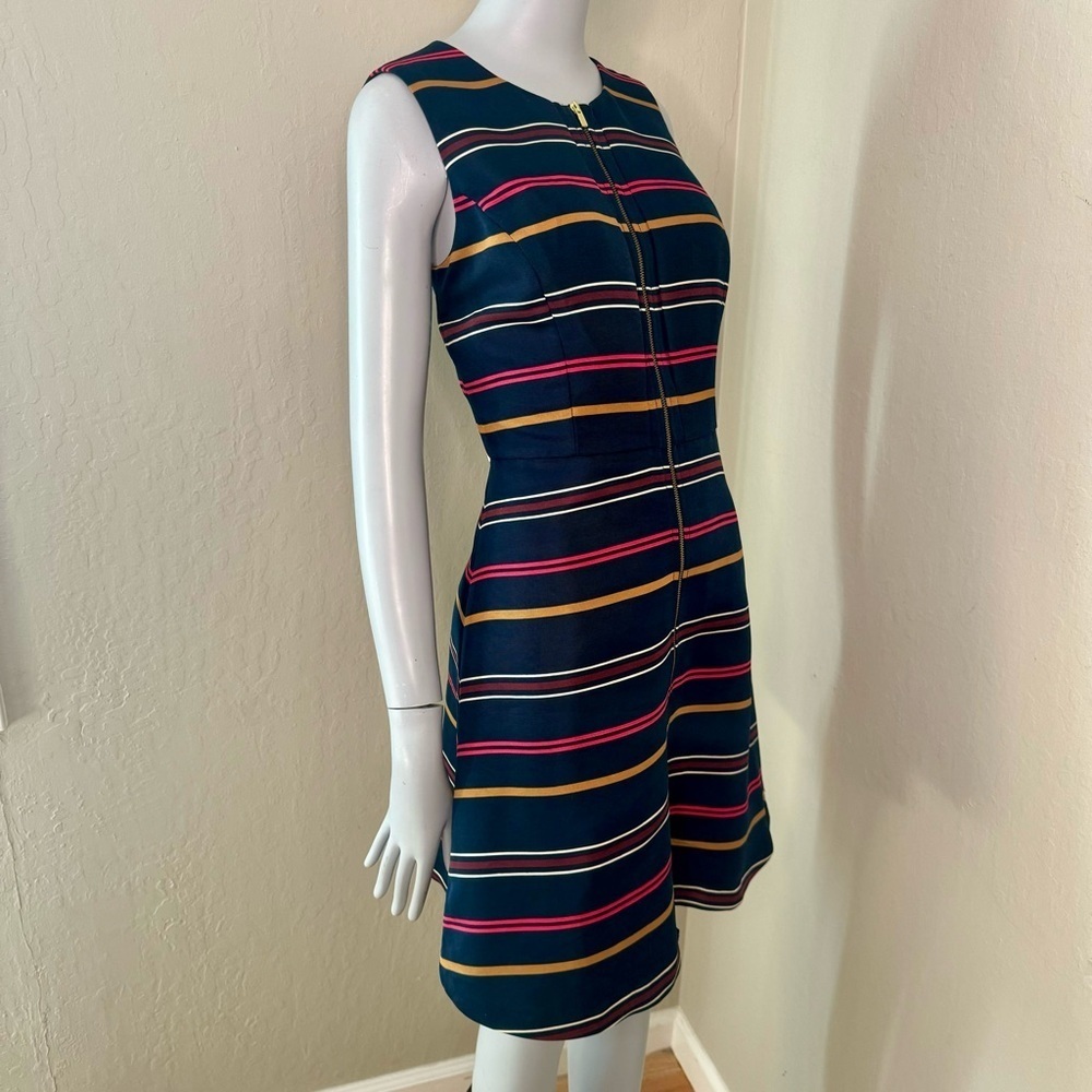 TOMMY HILFIGER Striped Zip Front A Line Dress Sleeveless Preppy Size 4 - Picture 11 of 16